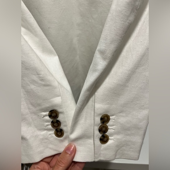 J. Crew Linen cotton Blend One Button Blazer White Size 4 NEW classic - Picture 5 of 13